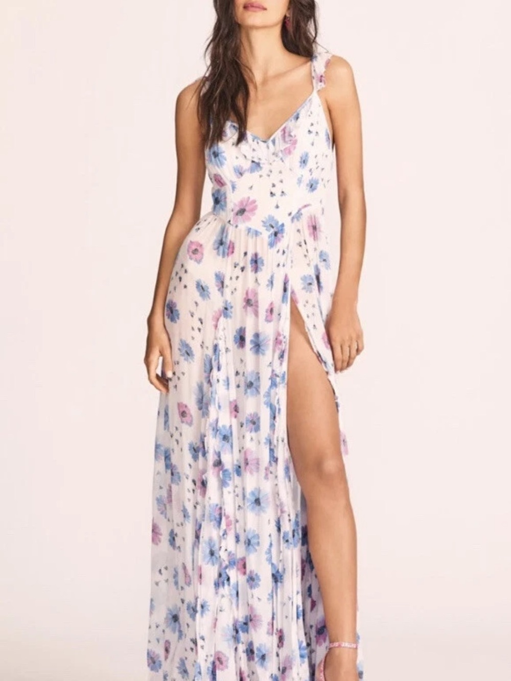 NWOT LoveShackFancy Junia Maxi Floral Dress Deep cotton candy size 2